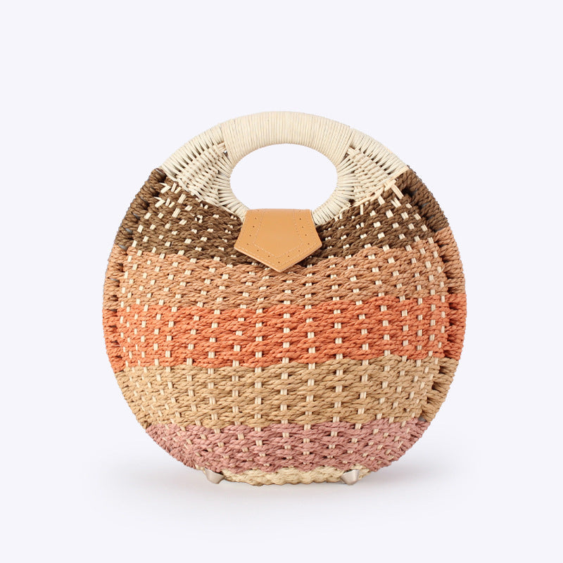 Cute Rattan Shell Bag, Casual Straw Vacation Beach Bag