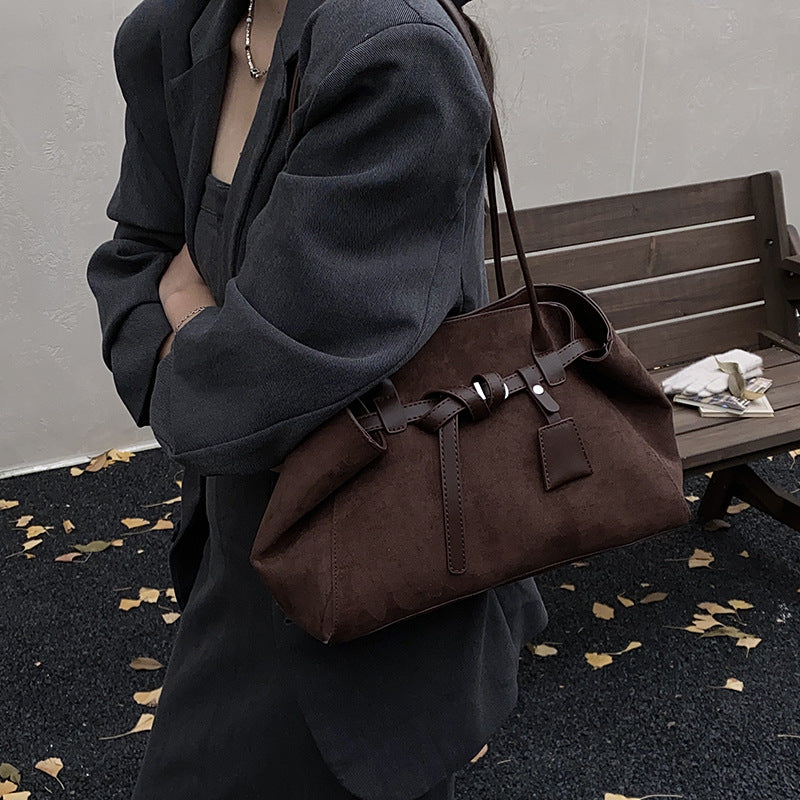 Women Suede Retro Crossbody Tote Bag