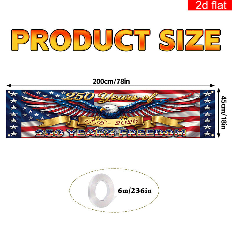 Independence Day 250th Anniversary Hanging Flag Banner