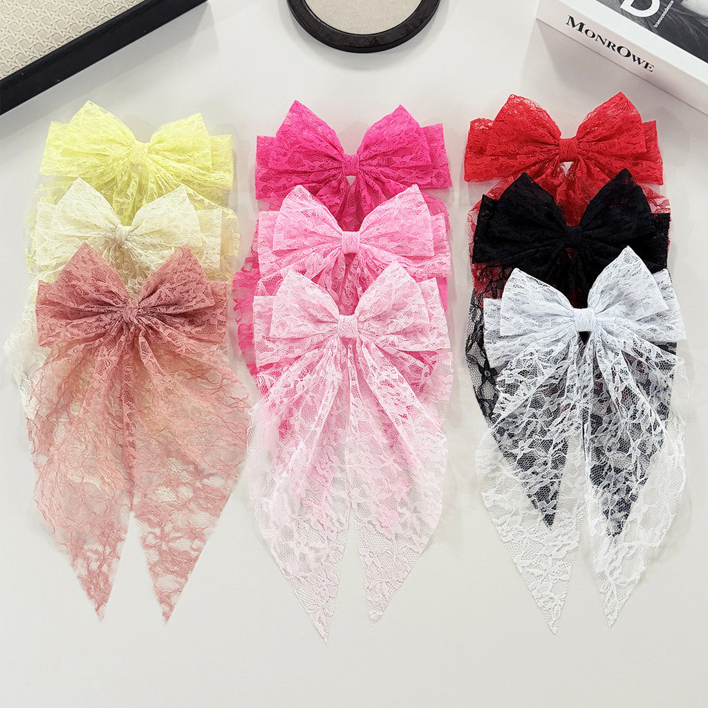 Elegant Lace Bow Spring Hair Clip