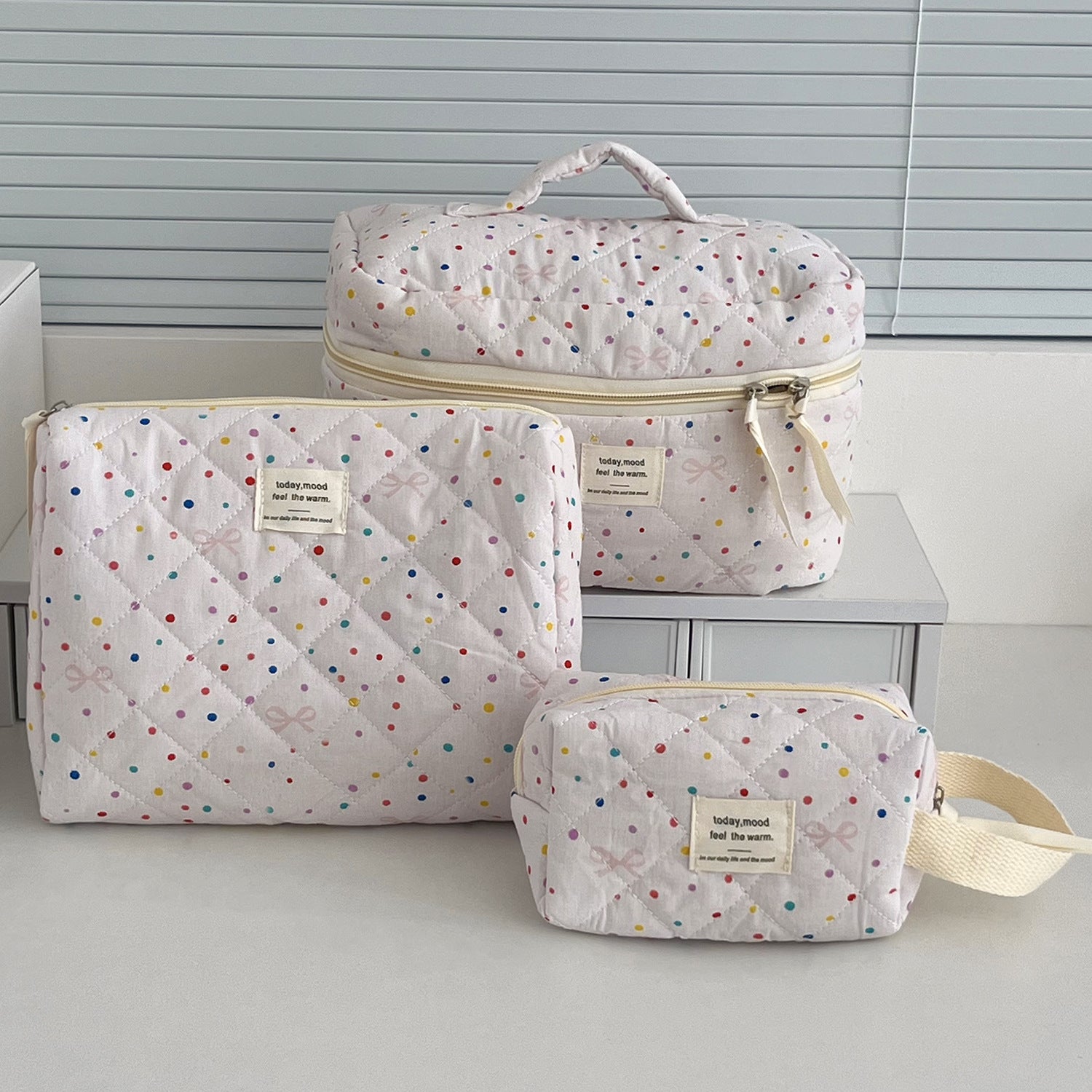 Multi-Pattern Palace Quilted Cosmetic Clutch and Octagonal Set