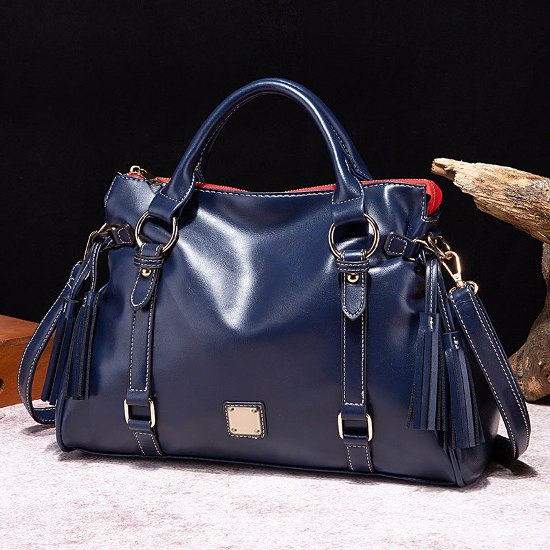 Retro Hand-Painted Soft Portable Shoulder Crossbody Commuter Bag