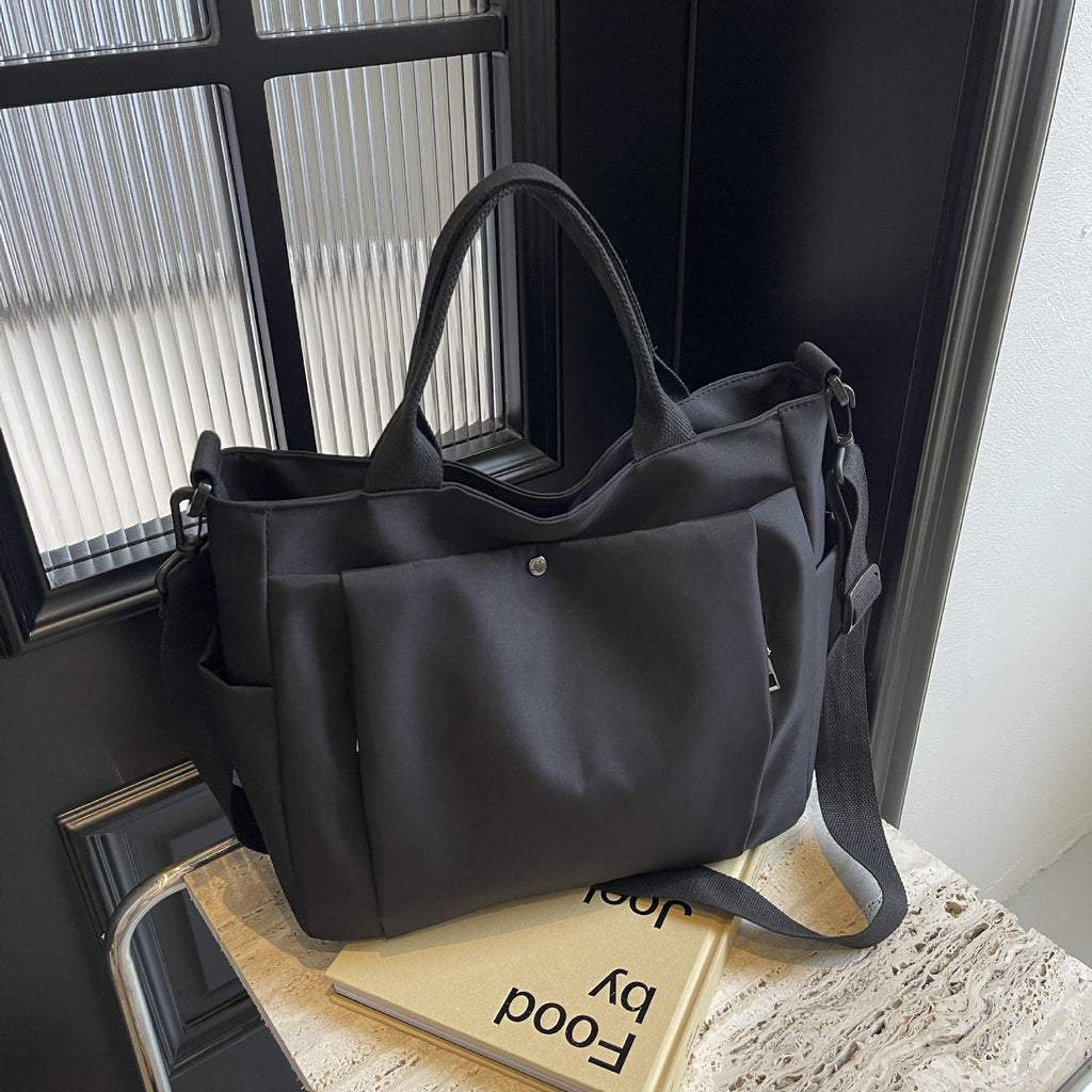 Large-Capacity Multi-Pocket Convertible Nylon Shoulder Tote Bag