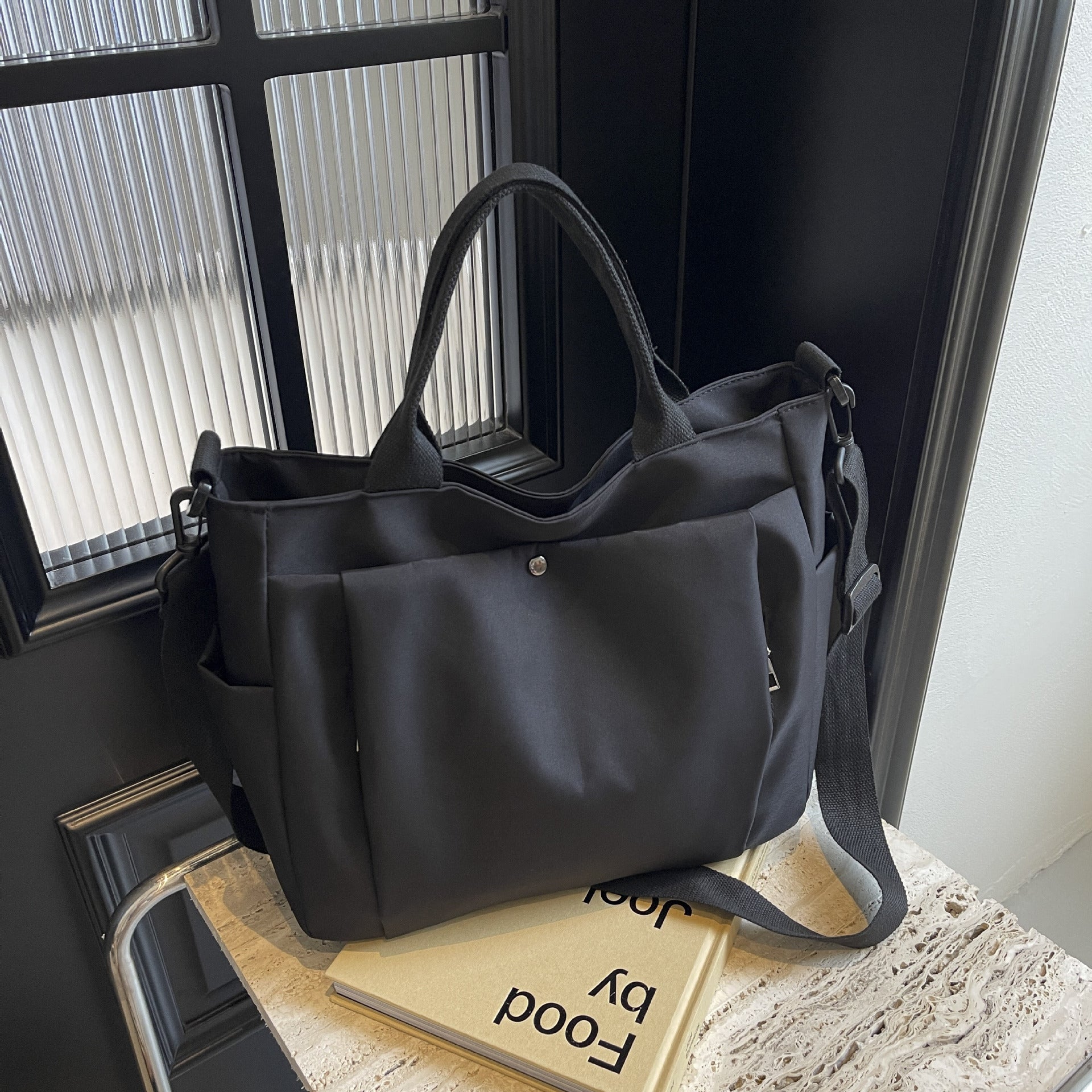 Large-Capacity Multi-Pocket Convertible Nylon Shoulder Tote Bag
