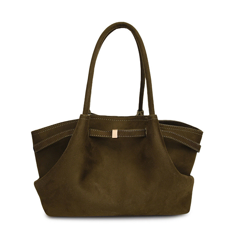 Soft Suede Tote with Chic Sculpted Silhouette