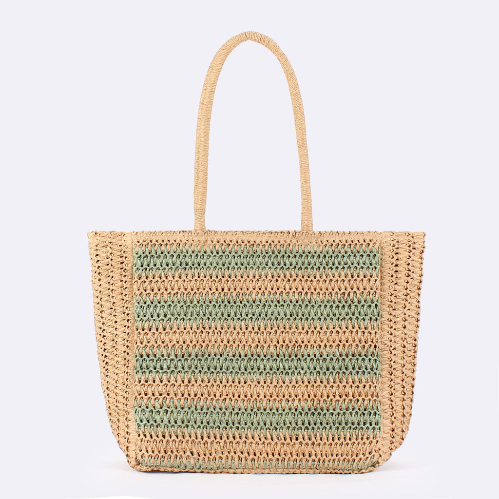 Striped Handmade Straw Tote Bag