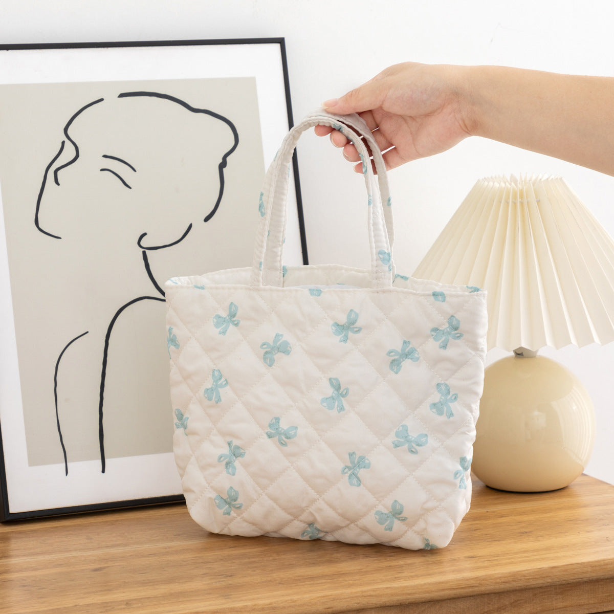 Portable Women's Floral Quilted Large Capacity Cosmetic Toiletry Bag