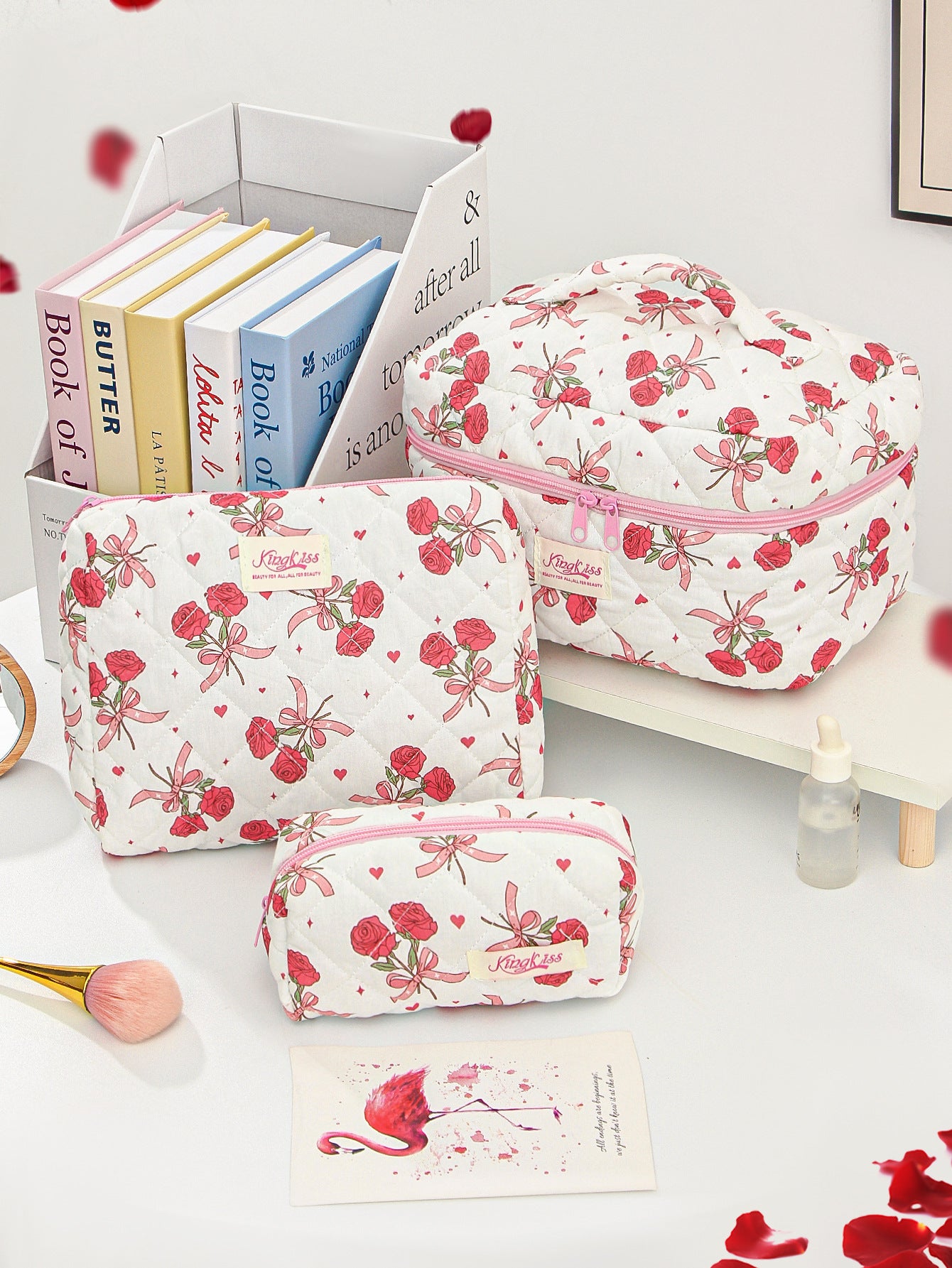 Canvas Striped Octagonal Large-Capacity Toiletry Bag