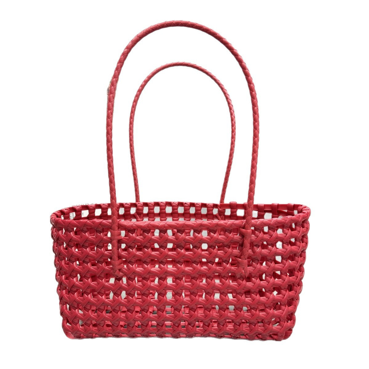 Candy Color Hollow Woven One-Shoulder Beach Bag