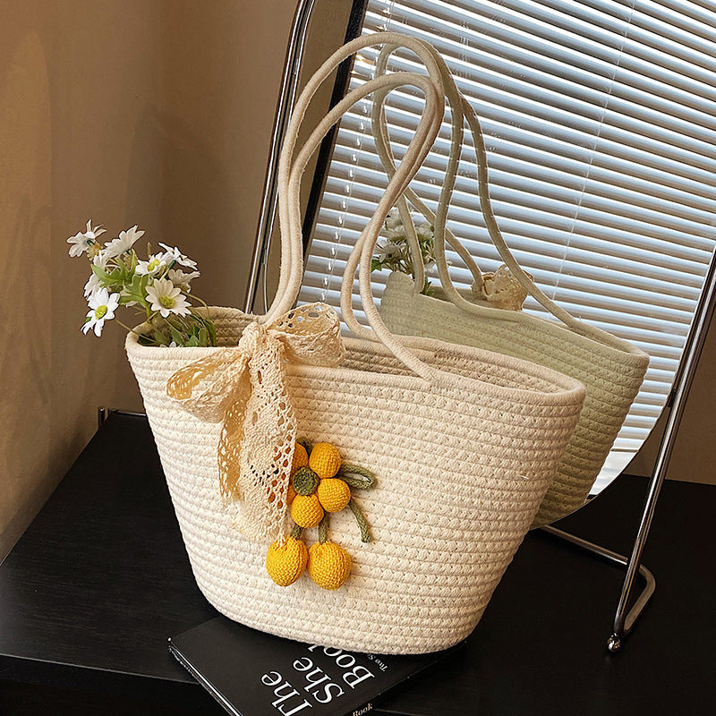 Large Capacity Hand-Woven Tote Crossbody Bag