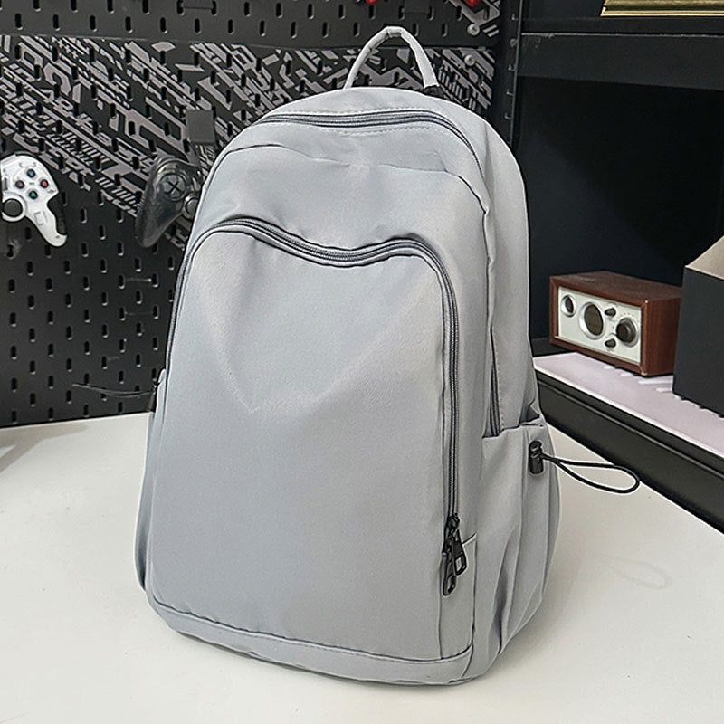 New Korean Style Solid Color Versatile Backpack Large Capacity Female Junior High School Student College Student Bag Casual Travel Backpack For Men