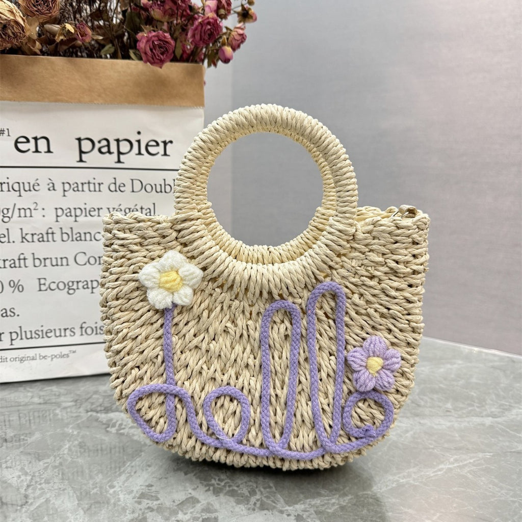 Handwoven Straw Beach Tote Bag