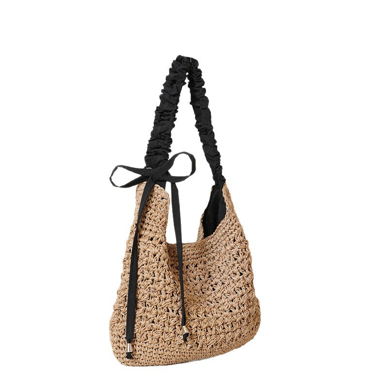 Large Capacity Hollow Bow Straw Beach Bag