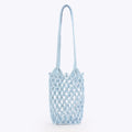 Blue Boho Openwork Cotton Rope Crochet Shoulder Bag
