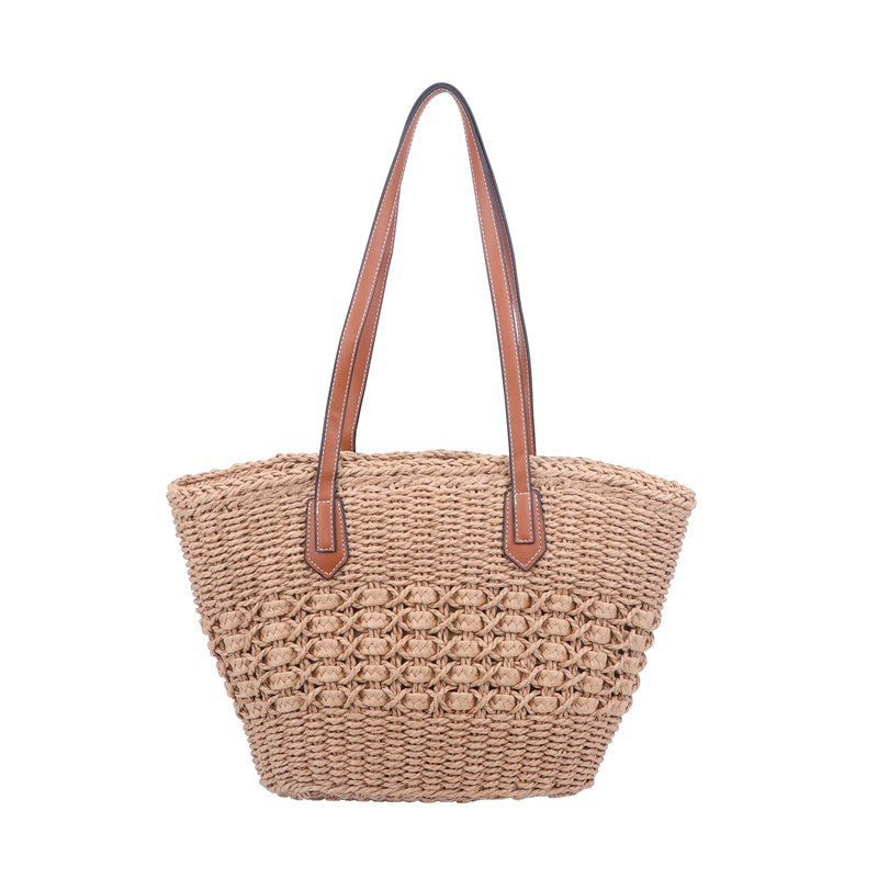 Women Beach Straw Stylish Woven Shoulder Large Spring Tote Bag