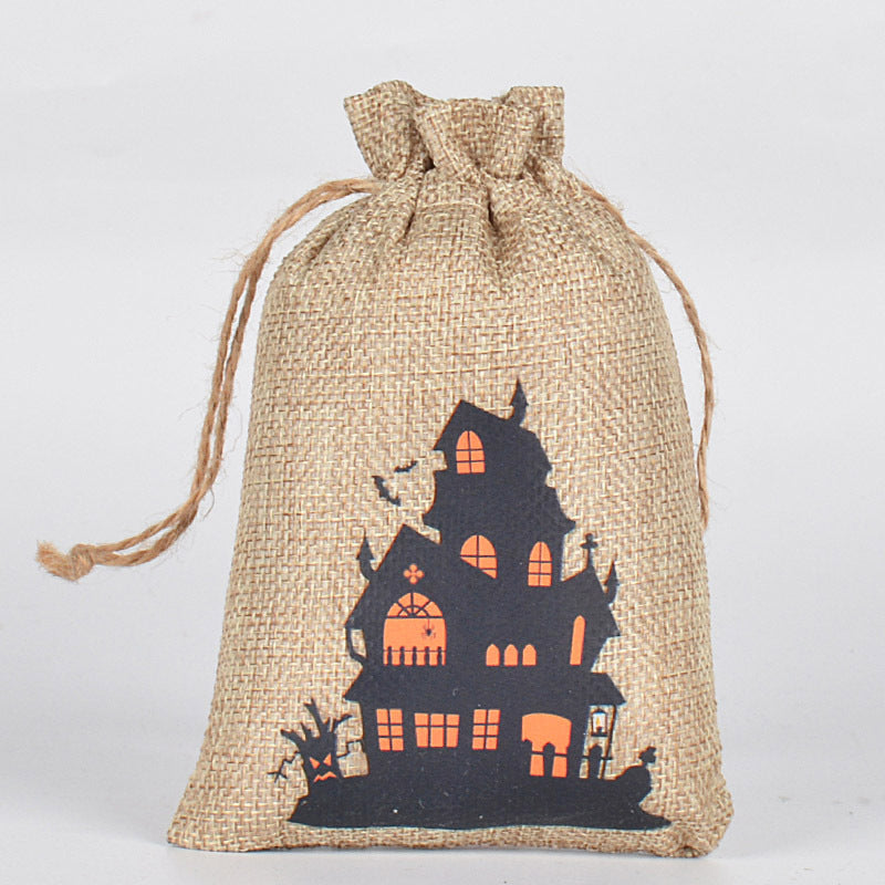 Customizable Halloween Burlap Drawstring Gift Bags