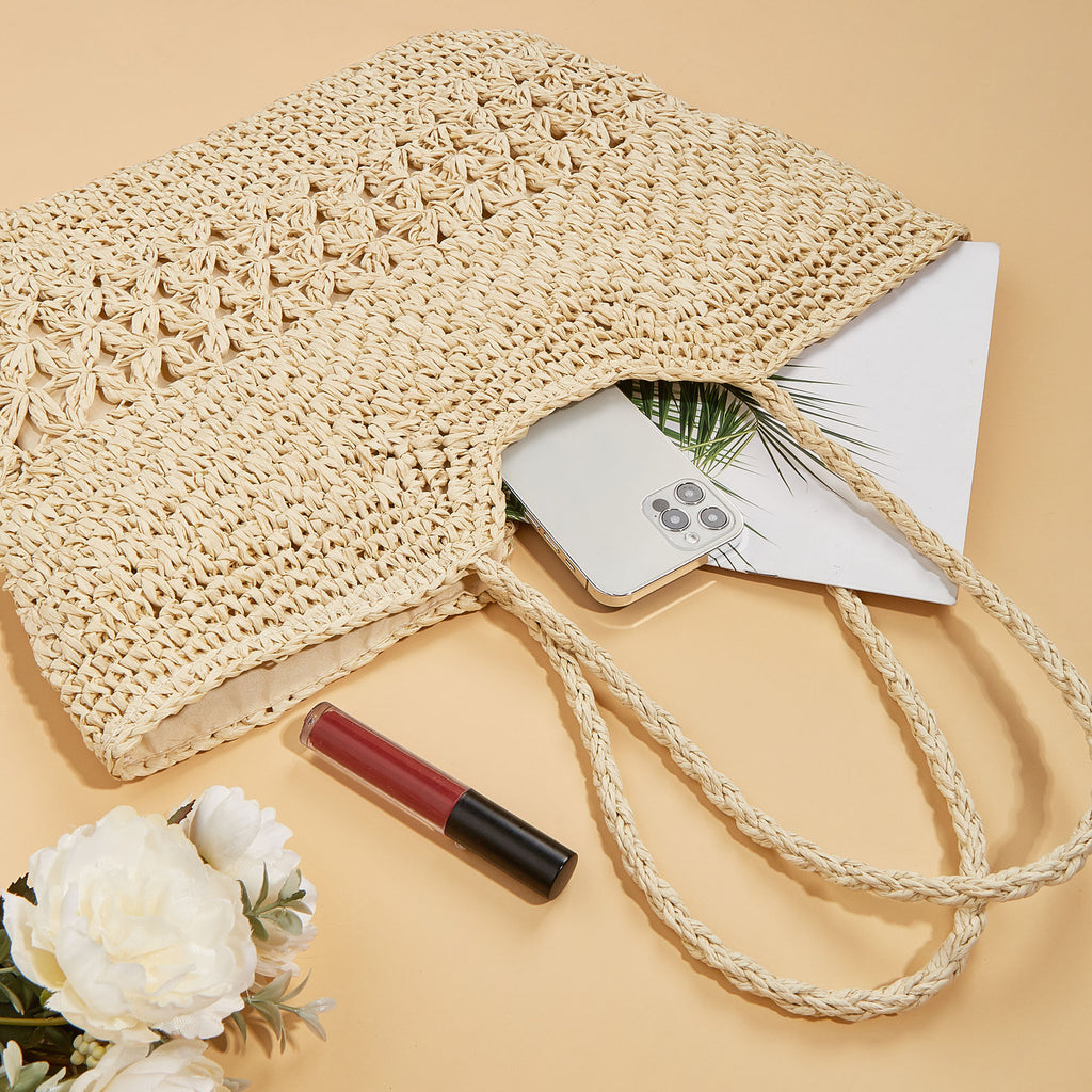 Hollow Woven Straw Shopping Beach Bag