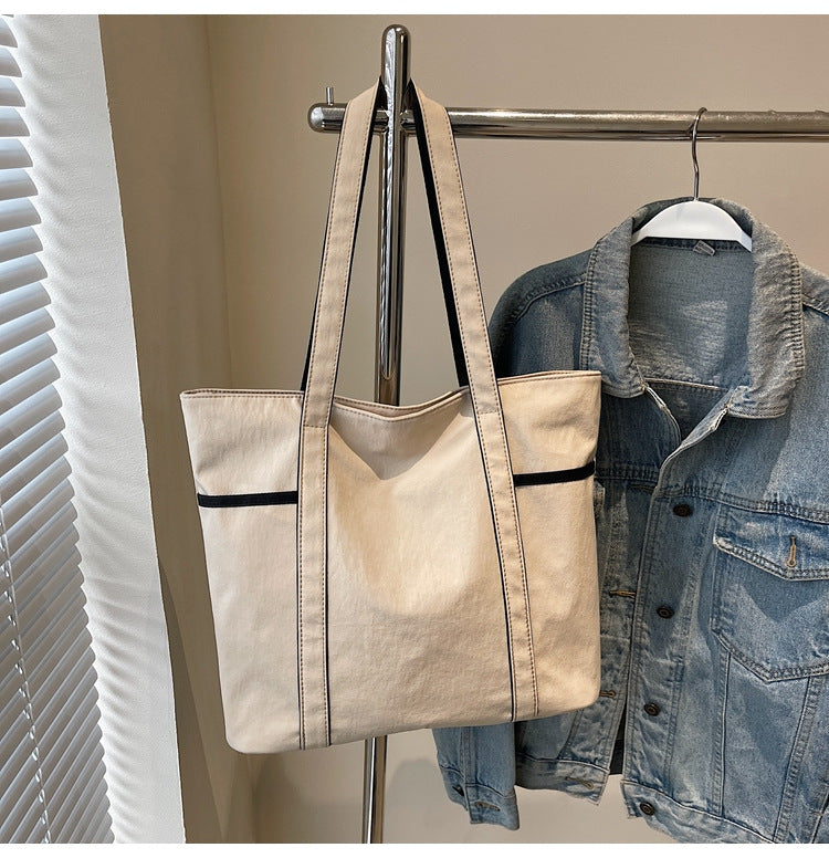 Women Color Block Tote 2026 New Large Fashion Handheld Shoulder Bag