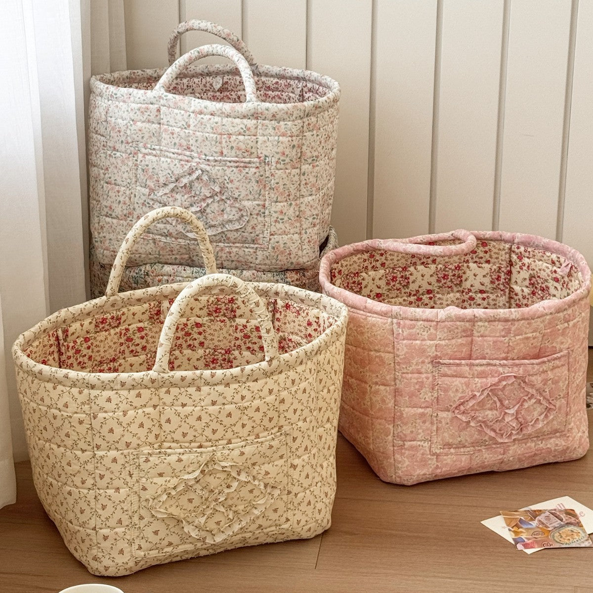 French Vine Floral Large Capacity Dirty Clothes Basket
