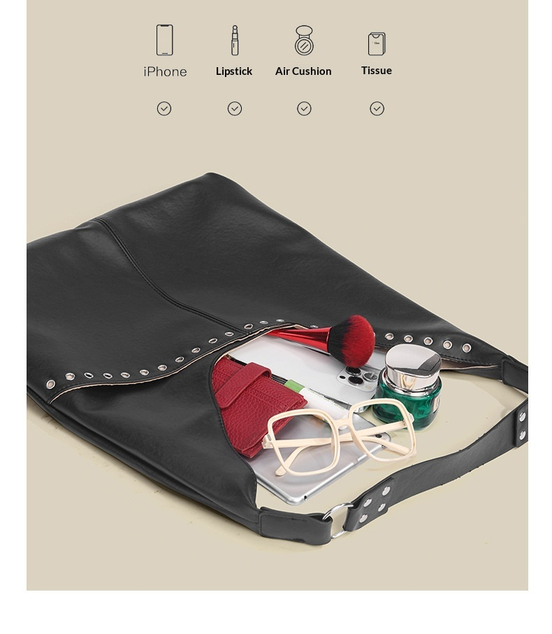 Studded Slouchy Hobo Everyday Tote Shoulder Bag