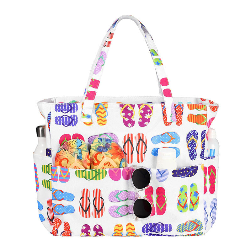 Large-Capacity Beach Travel Hand-Printed Storage Bag