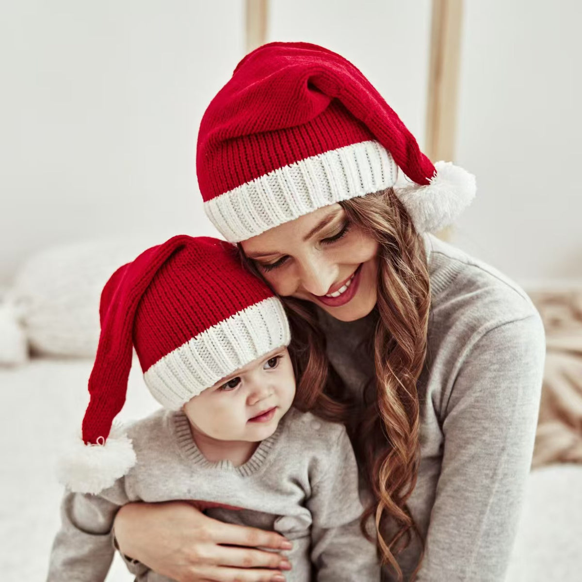 Christmas Santa Knit Pom Pom Hats for Kids and Adults