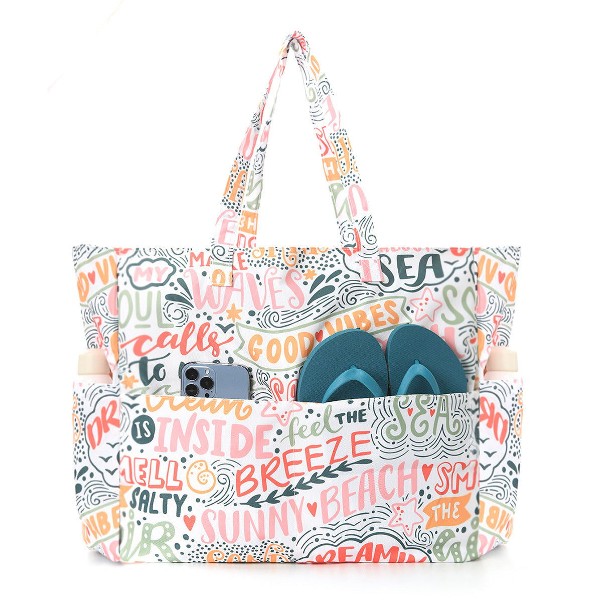 Large-Capacity Beach Travel Hand-Printed Storage Bag