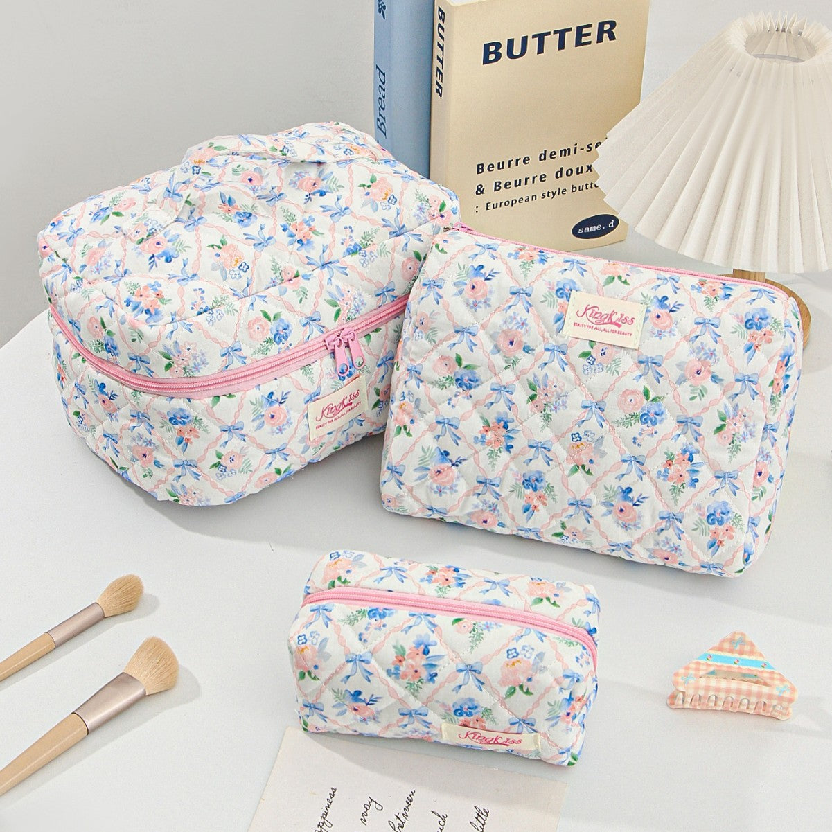 Canvas Striped Octagonal Large-Capacity Toiletry Bag