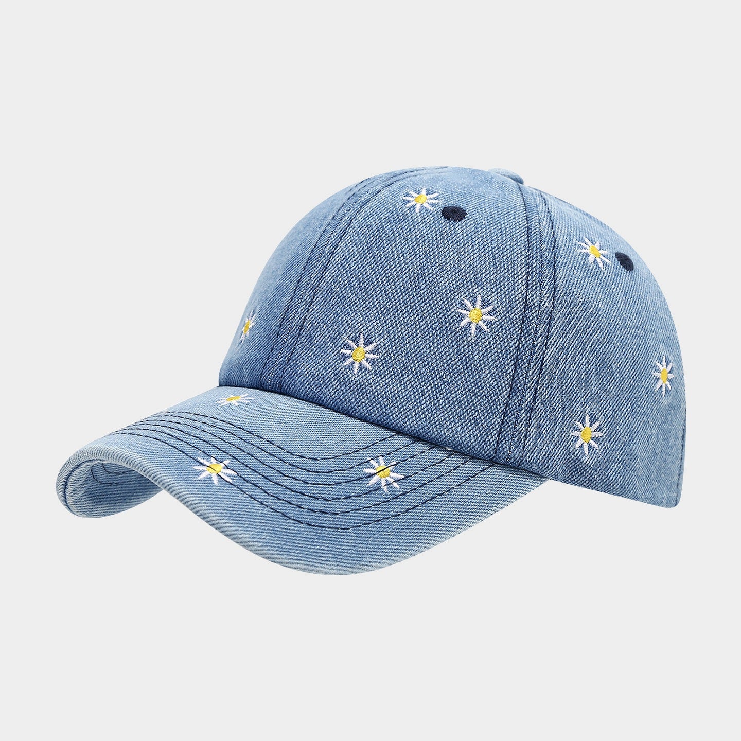 Love Embroidered Denim Baseball Cap