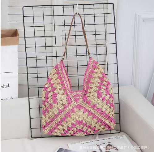 Summer Hollow Woven Straw Versatile Commuter Armpit Bag
