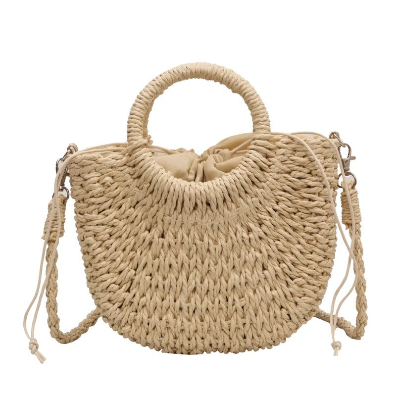 Women Large Capacity Straw Woven Bag, Holiday Beach Crossbody Shoulder Bag