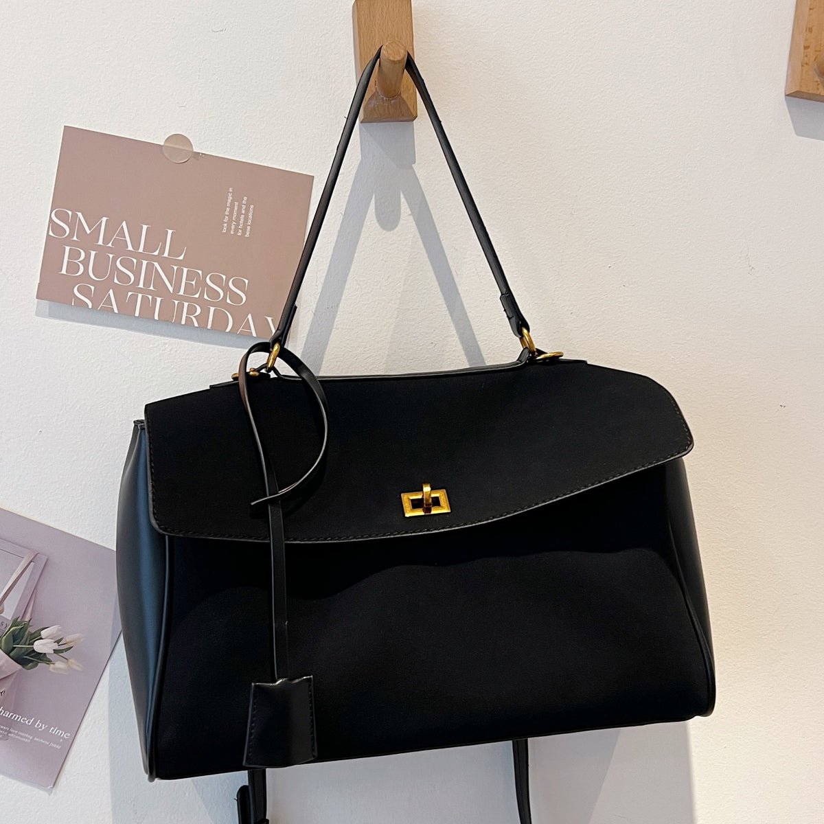 Retro Handbag with Gold Tone Hardware