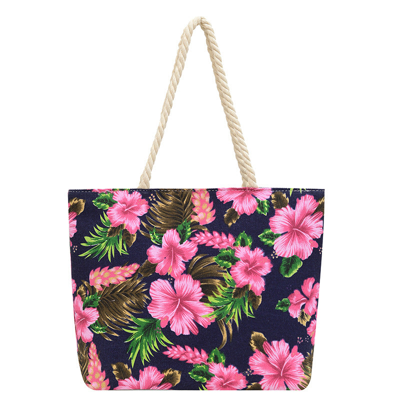 Ethnic Floral Printed Canvas Tote Bag