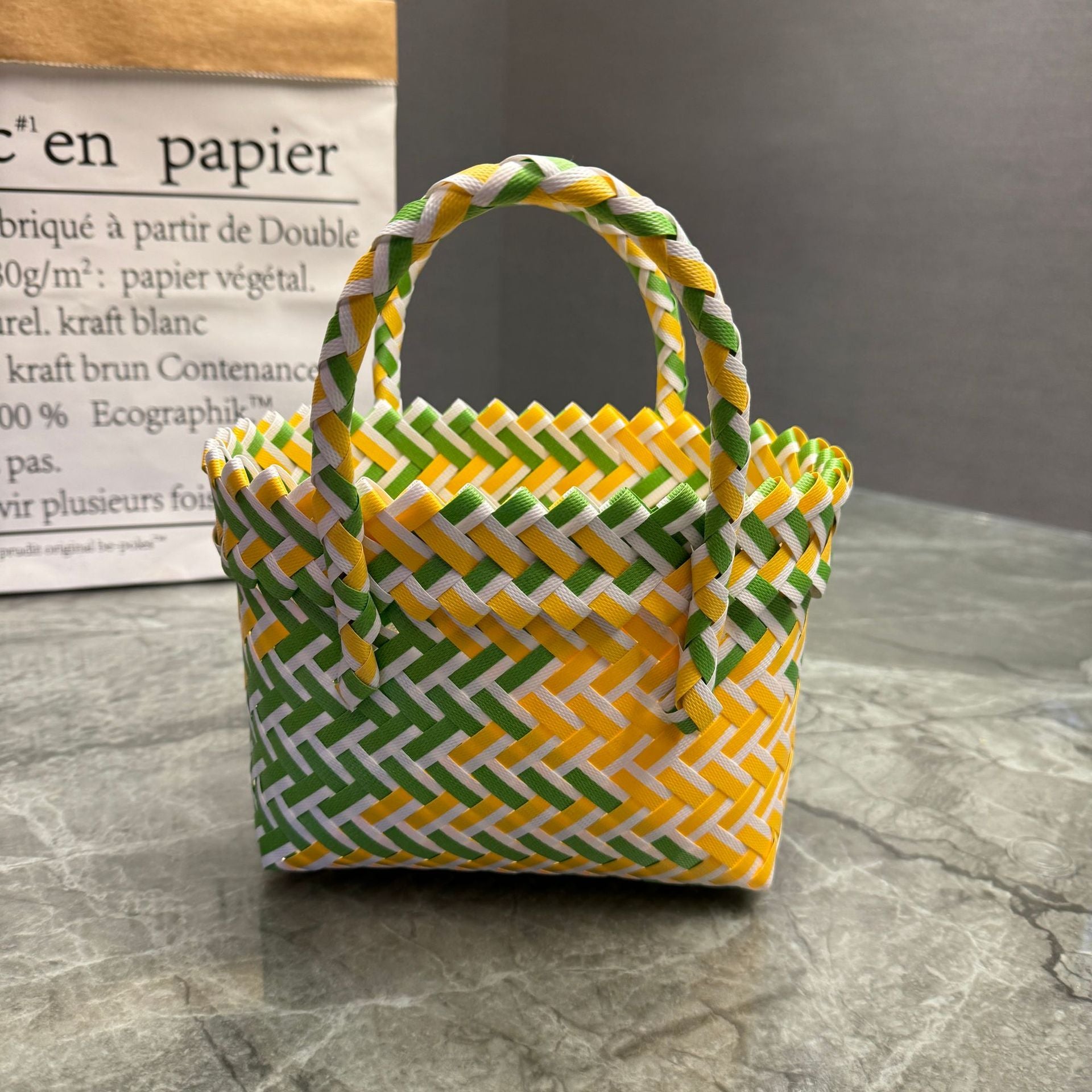 Plastic Woven Beach Basket Bag