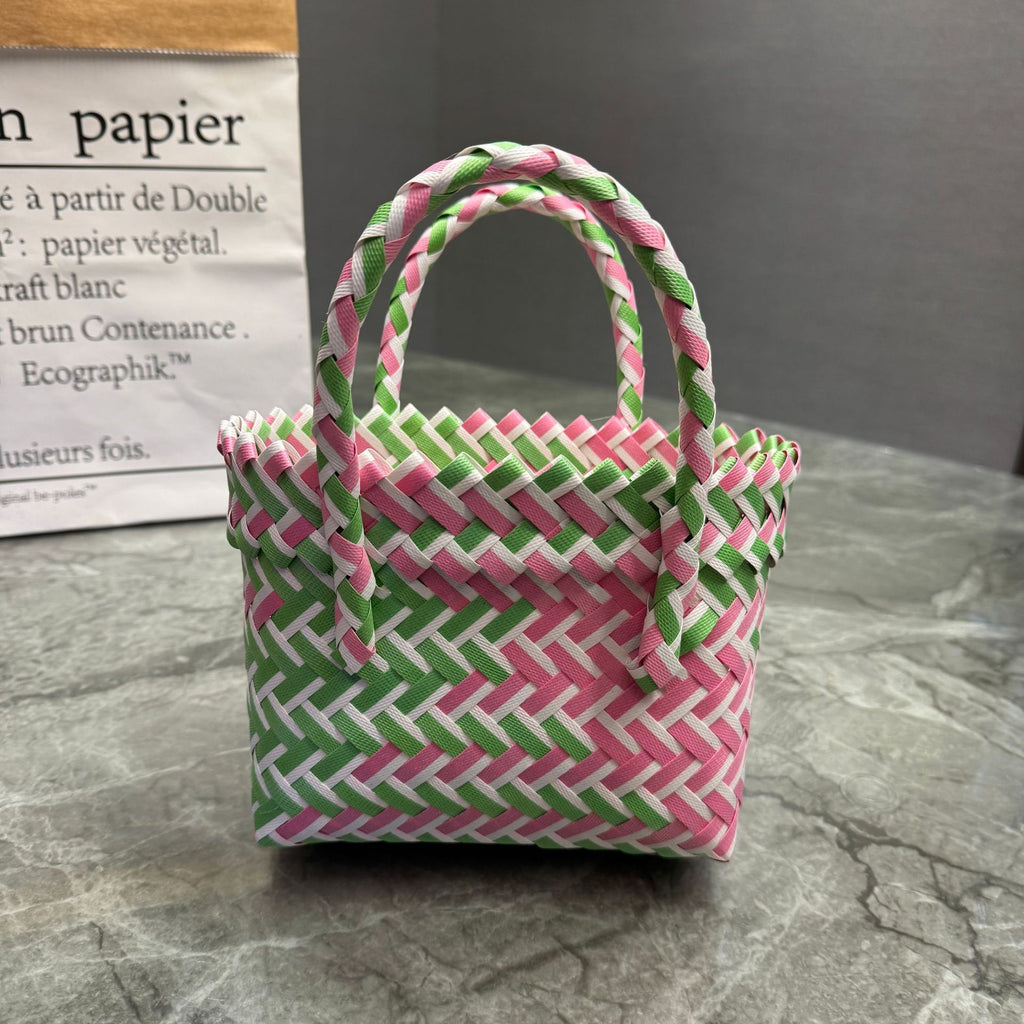 Plastic Woven Beach Basket Bag