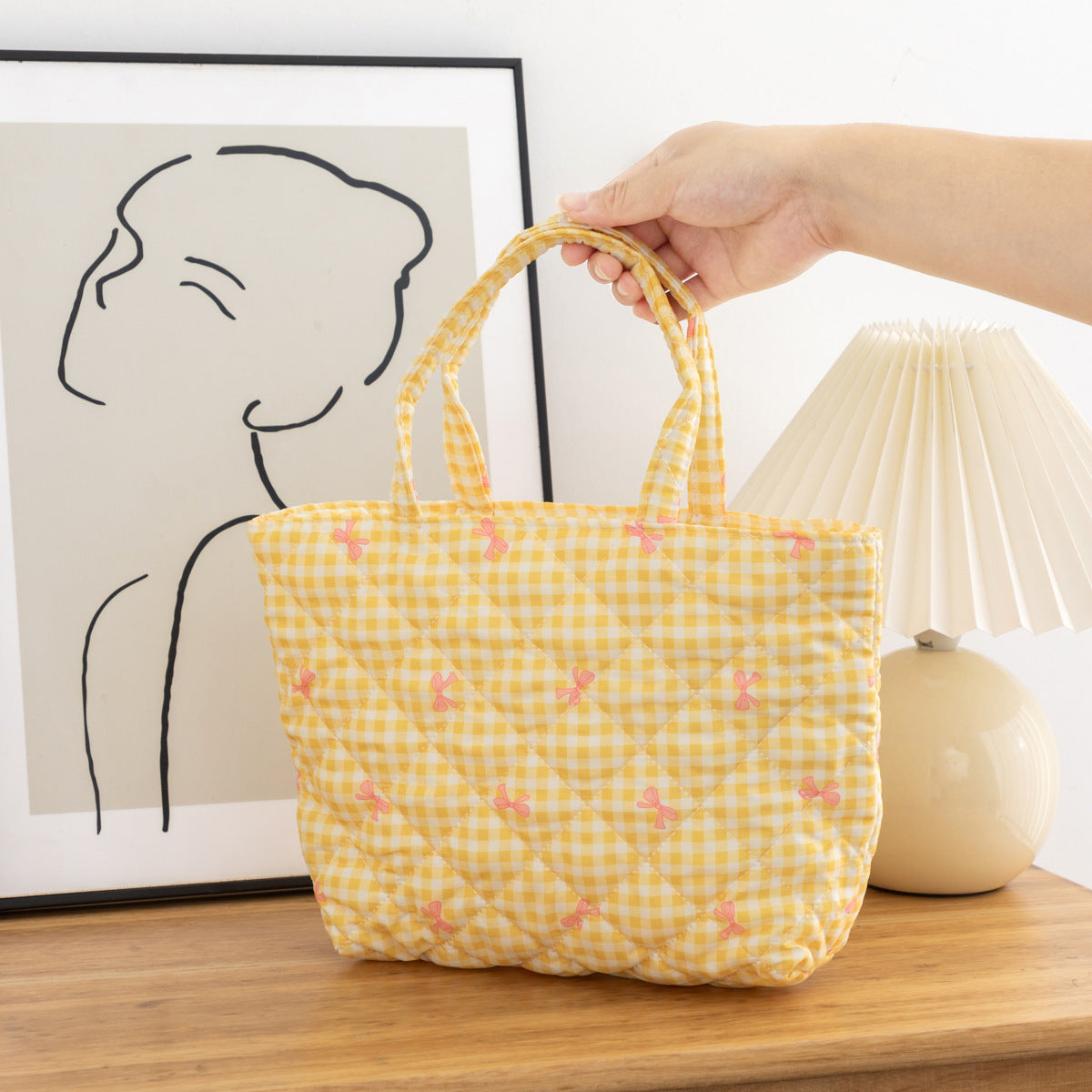 Portable Women's Floral Quilted Large Capacity Cosmetic Toiletry Bag