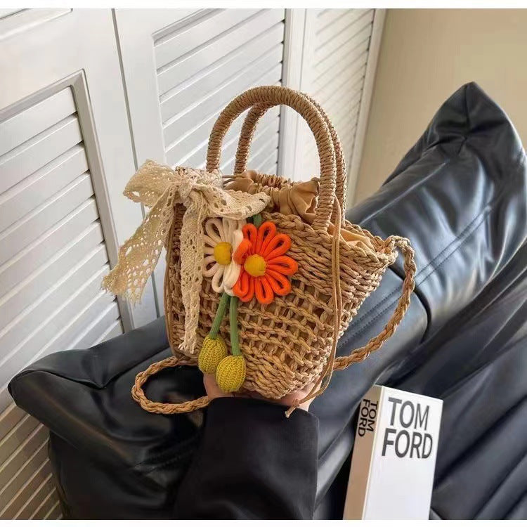 Women Premium Straw 2026 Summer New Unique Crossbody Woven Bucket Bag
