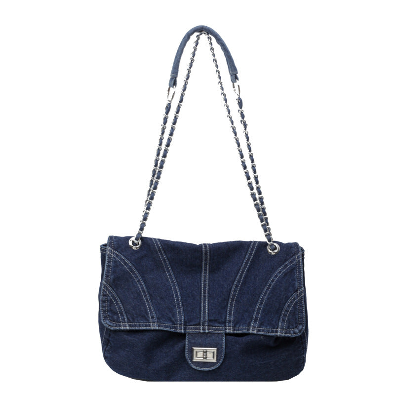 2026 Women Large Denim Chain Crossbody Tote Bag