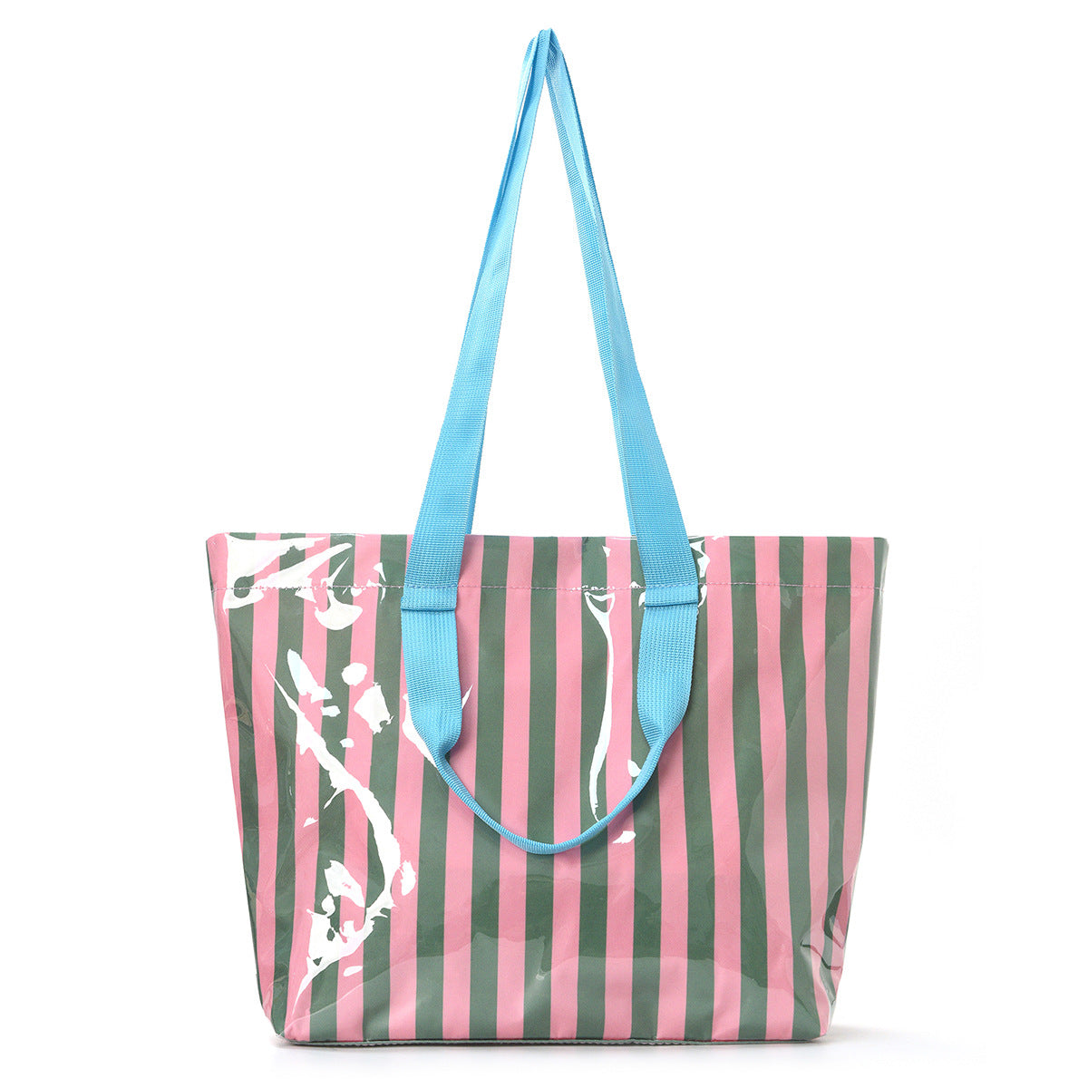 Striped Large Capacity Lightweight Travel Tote Bag