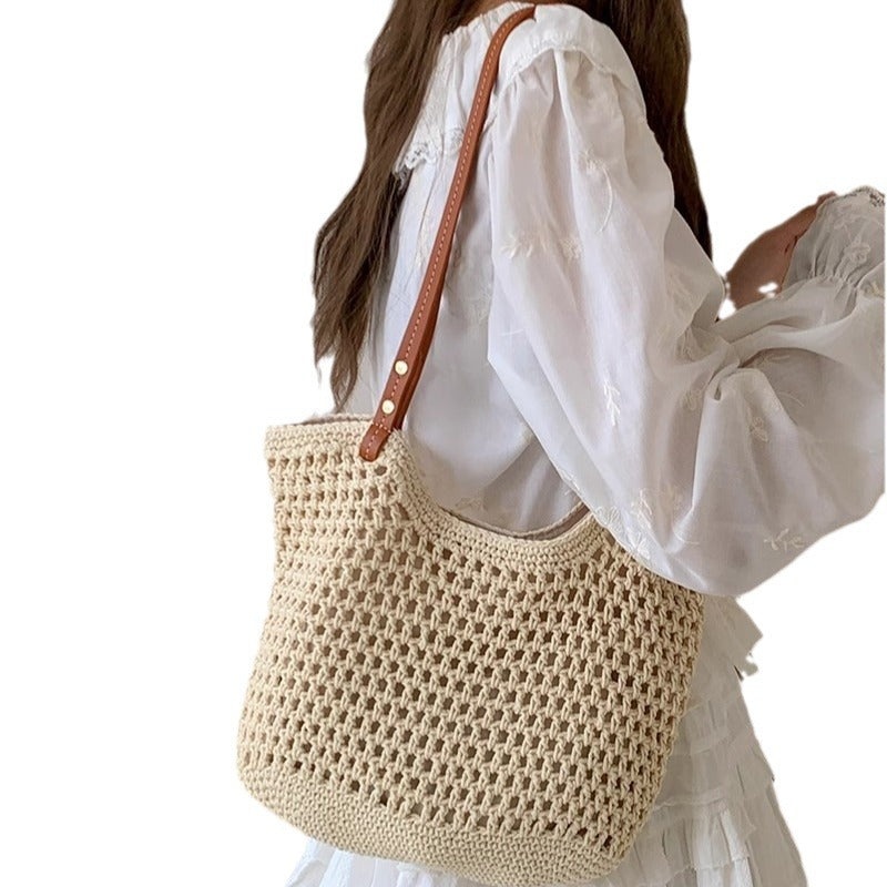 Woven Straw Commuter Tote Large Capacity Beach Shoulder Bag