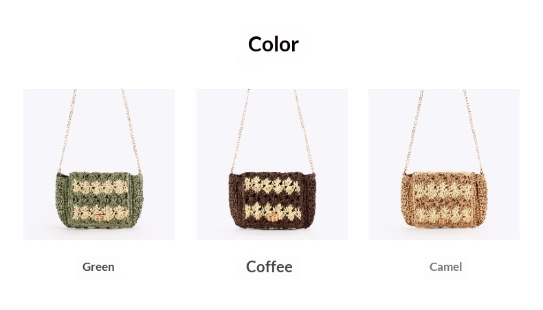 Handwoven Paper Straw Crochet Crossbody Bag with Chain Strap