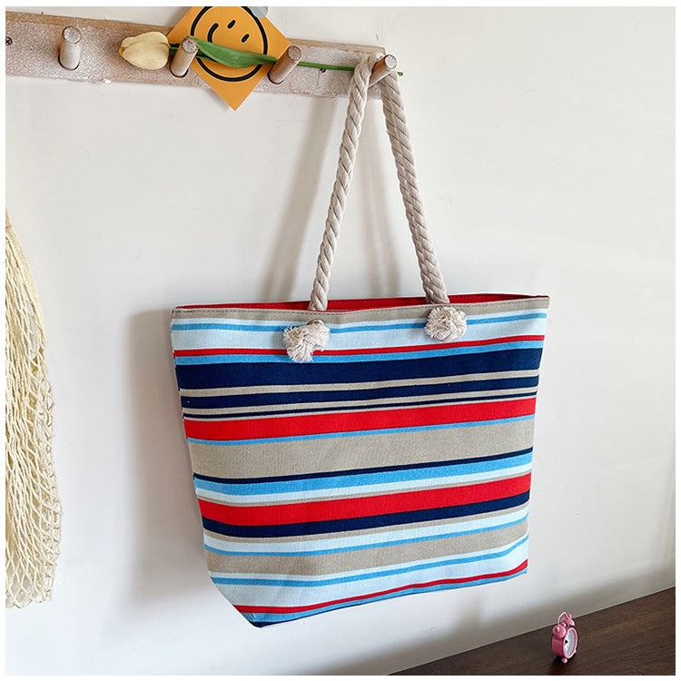 High-End Ethnic Canvas Hemp Rope Armpit Tote