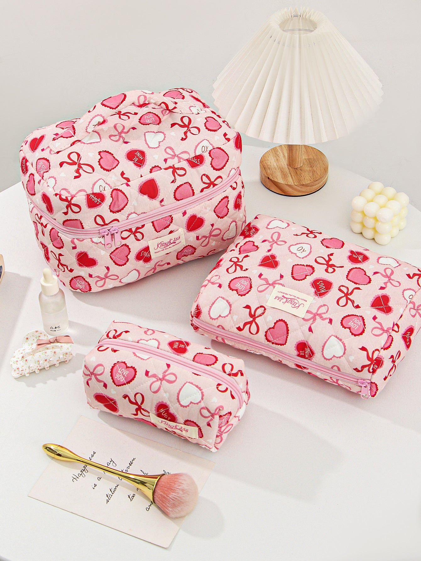 Canvas Striped Octagonal Large-Capacity Toiletry Bag