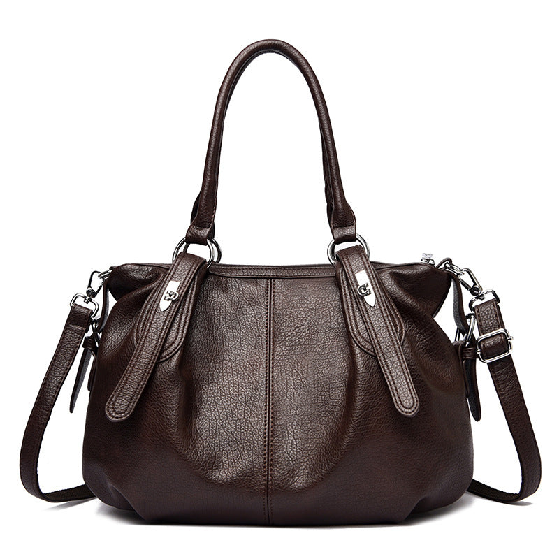 Premium Faux Leather Tote with Elegant Metal Detail