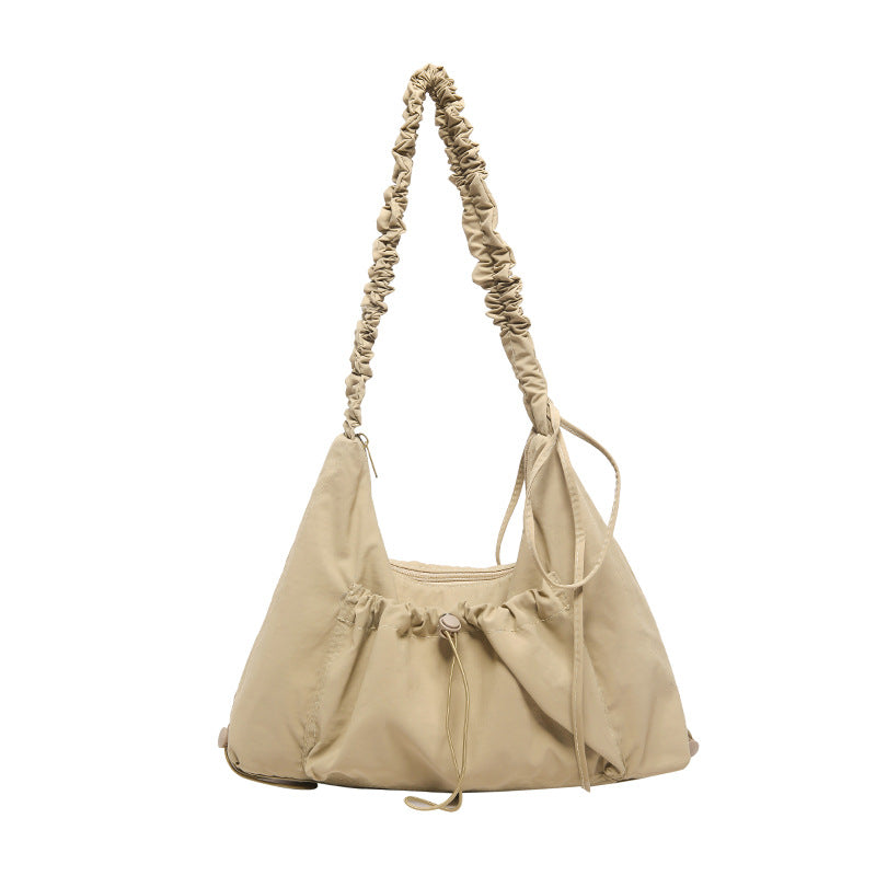 Women Nylon Drawstring Pleated Cloud Bag, Casual Versatile Crossbody Shoulder Bag