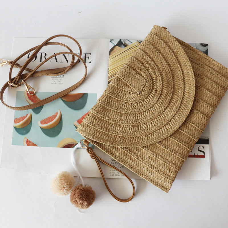 Ball Clutch Straw Woven Beach Bag