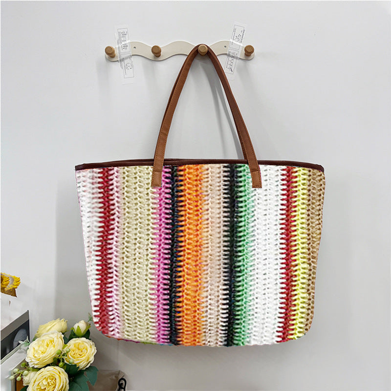 Handheld Woven Large Capacity Commuter Tote Bag