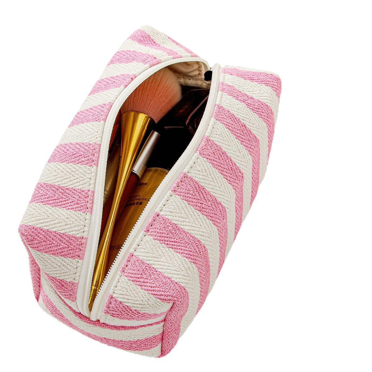 Canvas Striped Octagonal Large-Capacity Toiletry Bag