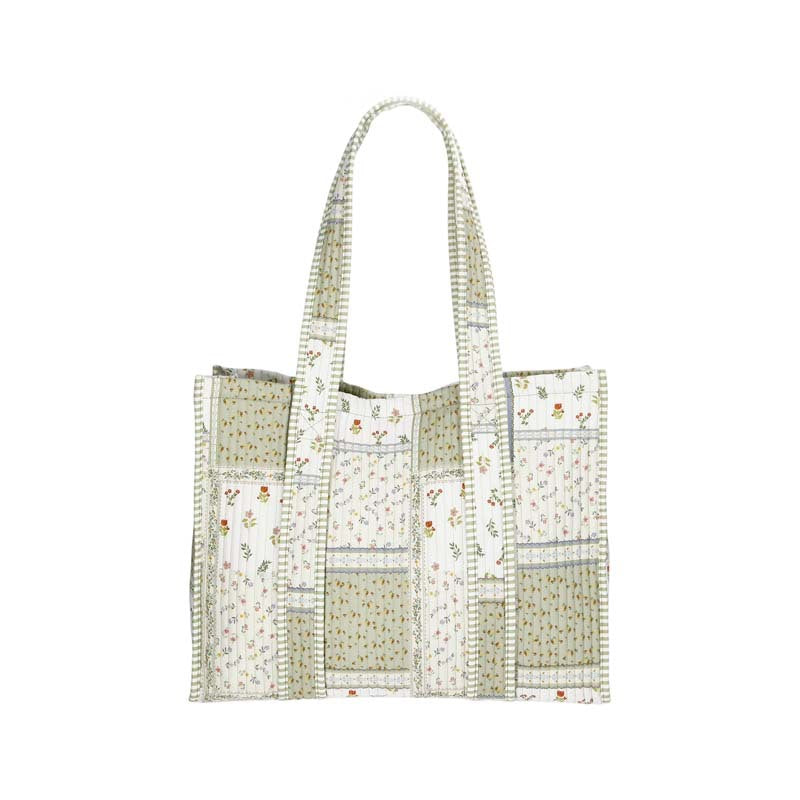 Floral Large Capacity Ruffle Canvas Tote Bag
