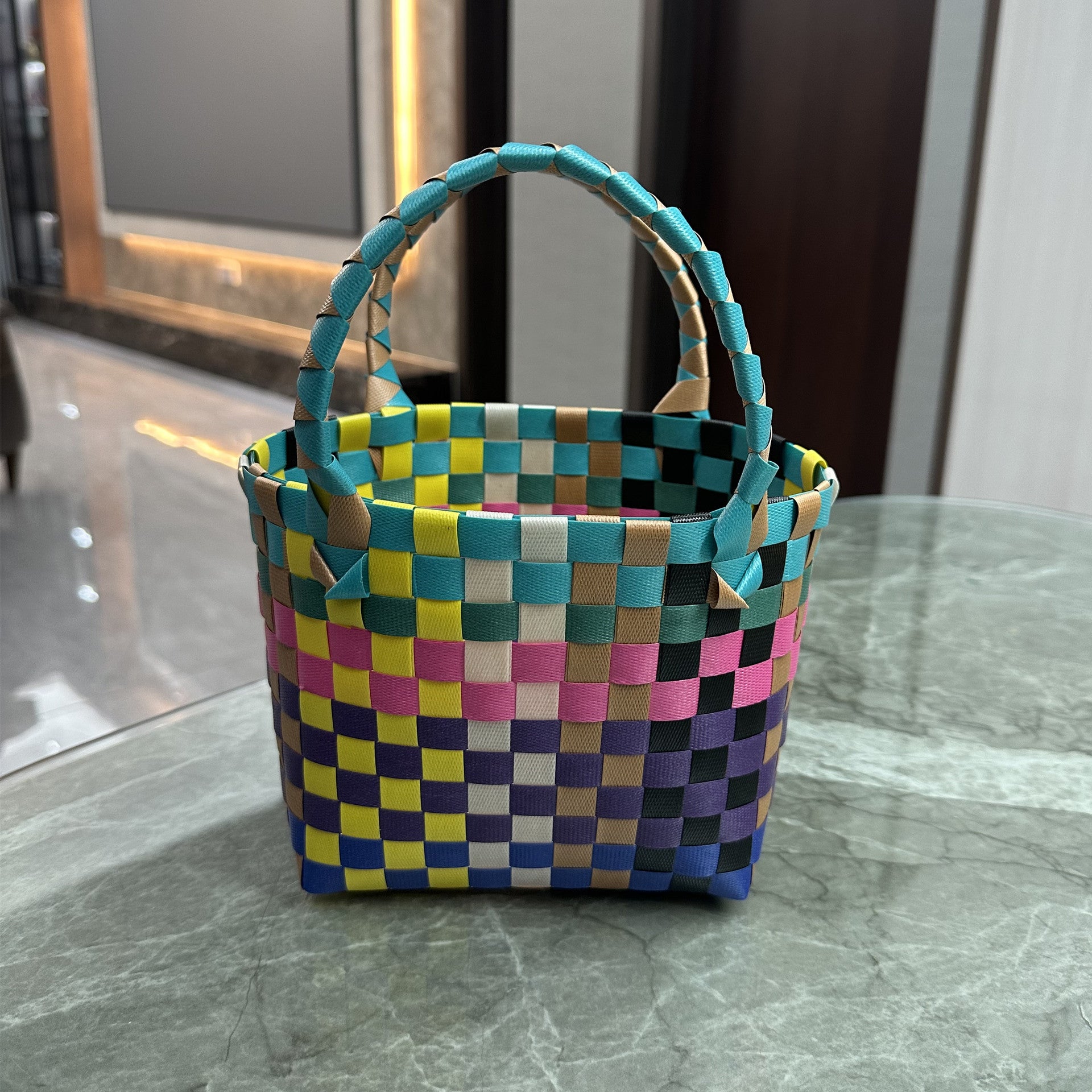 Plastic Woven Small Square Handbag Souvenir Bag